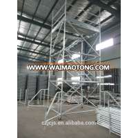 Ringlock scaffolding tower with staircase and handrail